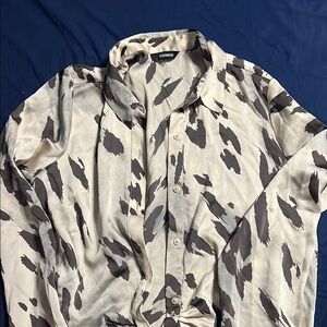 Chic Animal Print Button-Up Blouse